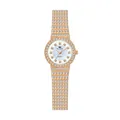 Elegante reloj de cuarzo para mujer en oro rosa con diseño de cielo estrellado de diamantes - Esfera con Escala / Rosa oro