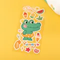 Cute cartoon crocodile waterproof transparent stickers for water bottles and DIY decor. - 1 Piece / Cartoon Crocodile