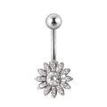 Elegante piercing de ombligo con diseño de girasol en acero y circonitas brillantes - 1.6*10mm / K-Estilo Girasol