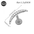 Professional G23 titanium crescent labret stud with inlaid cubic zirconia stones - Crescent 11-Stone Style / 1.2*8mm / Steel