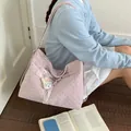 Sac fourre-tout rose à pois élégant avec un adorable charm lapin pour le trajet quotidien - Avec Pendentif / Rose