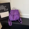 Stylish casual purple grid pattern backpack for women, lightweight and portable - S / Purple