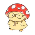 Cute cartoon chick enamel pin wearing a red mushroom hat and glasses, yellow variant - Mushroom Chicken Style (QHXZ6397)