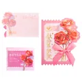 Biglietto d'auguri per la festa degli insegnanti con rose rosa, testo oro e fiocco elegante - Edizione Festa degli Insegnanti (Rosa Rosa) / Rosa