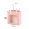 Elegant pink gift bag with transparent window and gold crown foil, 14.2x8.3x16.4cm - Thank You Pink / Small (14.2x8.3x16.4cm)