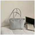 Simple large capacity shoulder tote bag for women commuting student daily casual stylish use - No Pendant / Blue