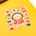 Cute kawaii cartoon bear transparent PVC sticker sheet for scrapbooking journals and bottles - Floral Print Bear Childhood Fun / 10cm x 10cm