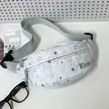 Trendy light grey fanny pack with star pattern and adjustable strap sports chest bag variant - Grayish White