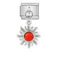 Charme de bracelet modulaire italien avec pendentif soleil et pierre centrale rouge - Style Soleil Dépoli Pierre Rouge (ICG756-1)