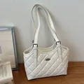 Elegante borsa tote trapuntata bianca con spalline regolabili per il pendolarismo - Bianco