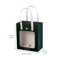 Elegant dark green gilded gift bag with transparent window and white handles 16.4x14.2x8.3cm - Thank You Green / Small (14.2x8.3x16.4cm)