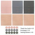 Premium Morandi color thank you card set including envelopes and stickers, 15 pack - 08 Kraft Paper Set - 15 Pack
