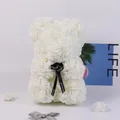Elegant white foam rose bear figurine with decorative black ribbon for romantic gift - 40cm Rose Bear (Without Box) / White