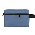 Blue oxford cloth digital storage pouch with black zipper and handle. - Light Blue