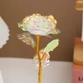 18cm iridescent gold foil rose artificial flower as a romantic Valentine's Day gift - White (24CM Iridescent)