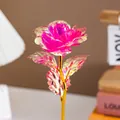 18cm artificial iridescent pink gold foil rose flower for romantic Valentine gift - Rose Red (24CM Iridescent)
