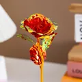 18cm vibrant red and gold foil rose decorative flower gift for Valentine's Day - Red (24CM Iridescent)