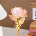 Handcrafted 18cm iridescent gold foil rose artificial flower for Valentine's Day gift - Pink (24CM Iridescent)