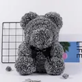 Handmade elegant grey rose bear made of soft PE foam flowers for Valentine Day gift - 18CM Rose Bear (Without Gift Box) / Gray