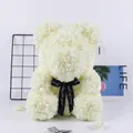 Handmade white artificial rose bear with black Just for you ribbon for romantic gifts - 18CM Rose Bear (Without Gift Box) / Off White