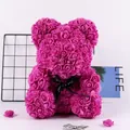Handmade magenta rose bear with black ribbon for Valentine's Day or birthday gift - 18CM Rose Bear (Without Gift Box) / Rose Red