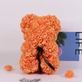 Elegant peach orange foam rose bear with black ribbon, perfect romantic gift for her - 18CM Rose Bear (Without Gift Box) / Orange