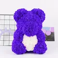 Handmade purple foam rose bear with a white heart detail for Valentine's and birthday gifts - 25cm Rose Bear (No Gift Box) / Purple + White Heart