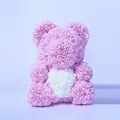 Handmade pink rose bear with white heart decorative gift for Valentine's Day - 25cm Rose Bear (No Gift Box) / Light Pink + White Heart