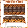 Thanksgiving maple leaf disposable tablecloth with Give Thanks print 137x274 cm - Wood Grain Pumpkin Style / Tablecloth - 1 Piece (137*274cm)