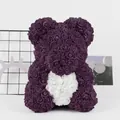 Handmade purple rose bear holding a white heart for Valentines gift - 25CM Rose Bear (Without Gift Box) / Coffee and Off-White Heart