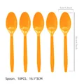 Ten pieces of bright orange disposable plastic spoons for Thanksgiving turkey party decor - Orange Spoon / 10 Pieces Pack
