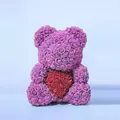 Handmade purple rose teddy bear holding a red heart, romantic gift for anniversary or birthday - 25CM Rose Bear (Without Gift Box) / Pink and Red Heart