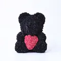 Elegant black artificial rose bear holding a red heart, perfect romantic gift for women - 25CM Rose Bear (Without Gift Box) / Black + Red Heart