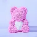 Beautiful pink and white rose bear made of artificial flowers for romantic gifts - 25CM Rose Bear (Without Gift Box) / Pink + White Heart