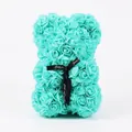 Elegant mint green rose bear floral gift with a black Just For You ribbon detail - 18CM Rose Bear (Without Gift Box) / Teal Blue