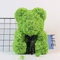 Handmade green rose bear gift with black Just for You ribbon - 18CM Rose Bear (Without Gift Box) / Verdant