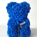 Vibrant blue PE foam rose bear gift with a decorative Just for you black ribbon - 18CM Rose Bear (Without Gift Box) / Sapphire Blue