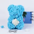 Blue handmade eternal rose bear with white heart detail for Valentine's Day gifts - 25CM Rose Bear (Without Gift Box) / Royal Blue + White Heart