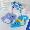 Set de dos llaveros de peluche de criaturas marinas con caballito de mar y animal lila - Colgante de Hipopótamo y Caballito de Mar