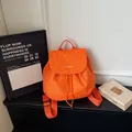 Stylish lightweight orange grid pattern backpack for women's casual and daily commute - S / Orange