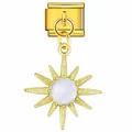 Charm italien doré avec pendentif soleil et pierre d'opale centrale scintillante - Style Soleil Doré Pierre Blanche (ICG717-2)