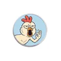 Funny cartoon rooster metal brooch with OK gesture and blue background enamel pin - Round Rooster Style (YP2664)