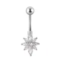 Piercing de ombligo brillante de acero inoxidable con una elegante flor de circonita - 1.6*10mm / O-Estilo Flor Marquesa