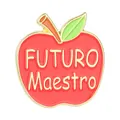 Red apple enamel pin featuring Futuro Maestro Spanish text, perfect for teacher gift - Futuro Maestro Style (QHXZ6543)