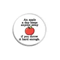 Funny quote metal badge brooch pin, cute apple design clothing accessories for backpack. - Round Style(YP2492)