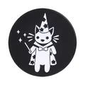 Round magic wizard cat enamel pin badge in black and white finish for apparel decoration - Wizard Cat Style (QHXZ6126)