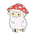 Cute cartoon sheep wearing a red mushroom hat enamel pin badge, metal jewelry gift accessory - Mushroom Sheep Style (QHXZ6400)