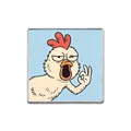 Funny hand-painted cartoon chicken metal brooch badge with OK gesture on blue background - Square Rooster Style (ZP2664)