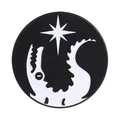 Dark magic style circular metal badge featuring a white crocodile and eight-pointed star motif - Crocodile Star Style (QHXZ6127)