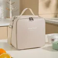 Borsa termica per il pranzo in pelle PU beige di grande capacità con tracolla - Stile a spalla / Bianco Elegante